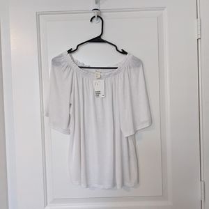 New 🤍 H&M White Flowy Off-Shoulder Top XS